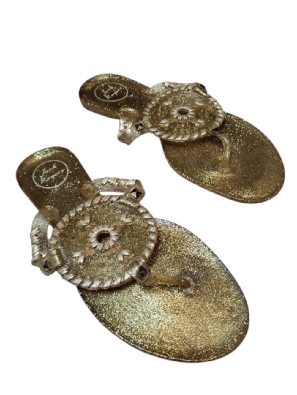 Jack Rogers Georgica Jelly Sandals in a Gold Glitter Finish - Size 9